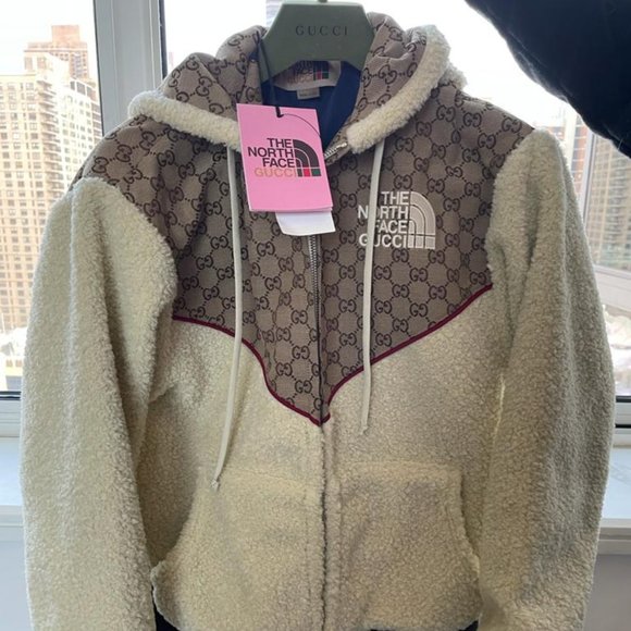 Gucci x The North Face GG Canvas Shearling Jacket Beige Men's - SS21 - US